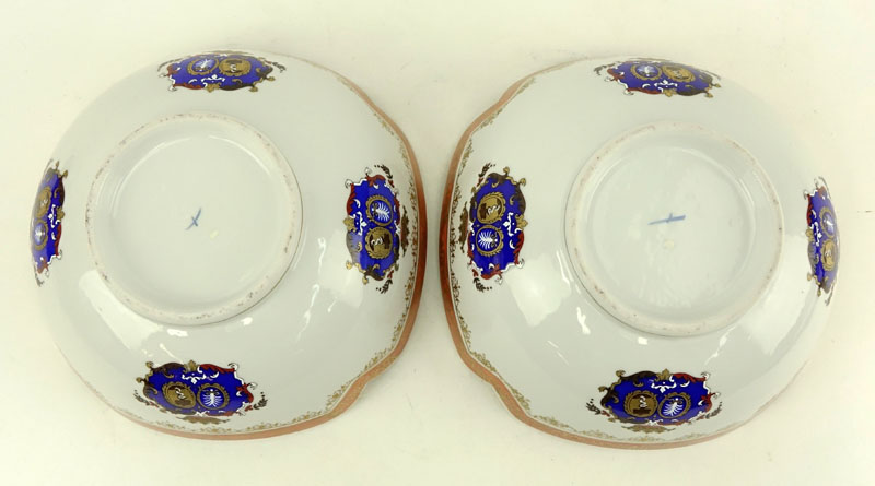 Pair of Chinese Hand Painted "Coat of Arms" Armorial bowls