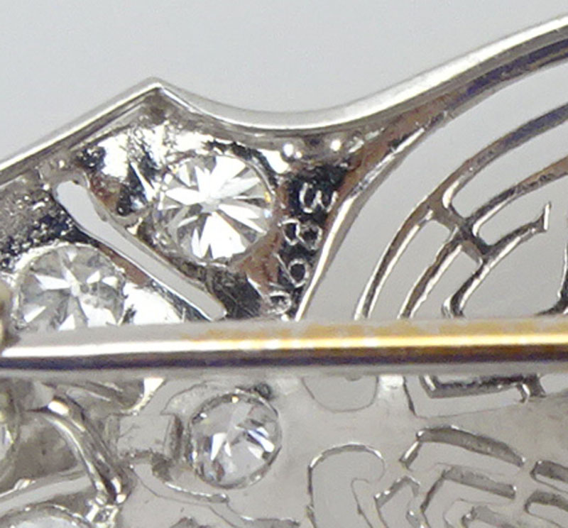 1.25 carat TW Diamond and 14 Karat White Gold Brooch. Center diamond H-I color, VS1 clarity. 