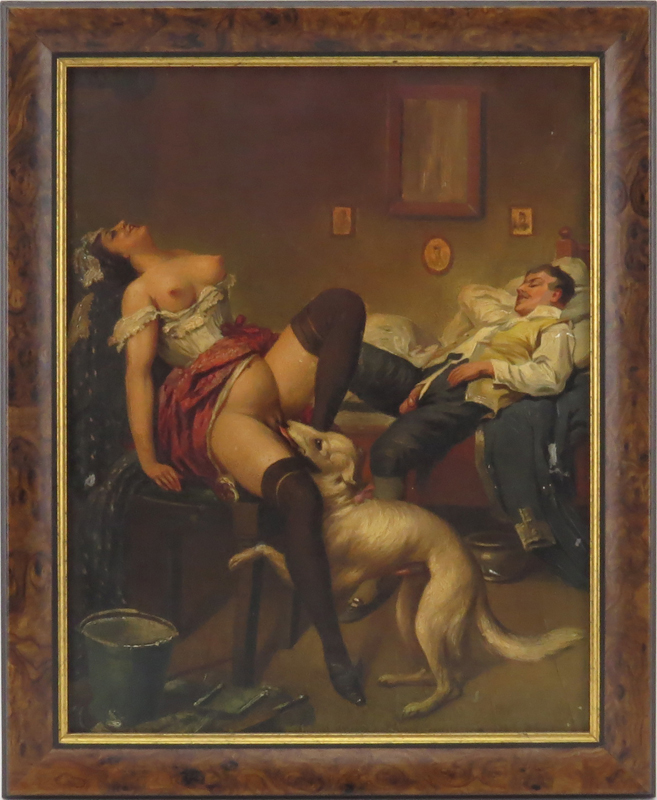 Early 20th Century Continental School Erotic Oil on Artist Board