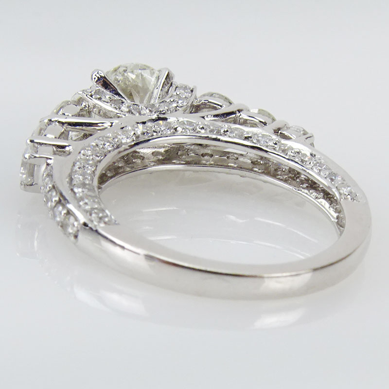 3.27 Carat Round Brilliant Cut Diamond and 18 Karat White Gold Engagement Ring