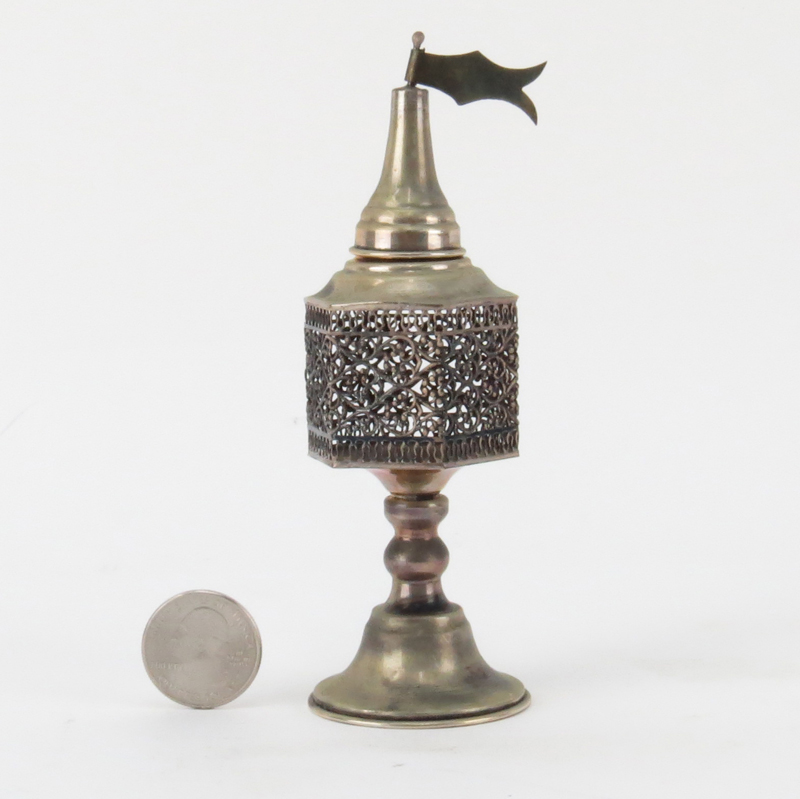 Antique Judaica Silver Filigree Spice Box