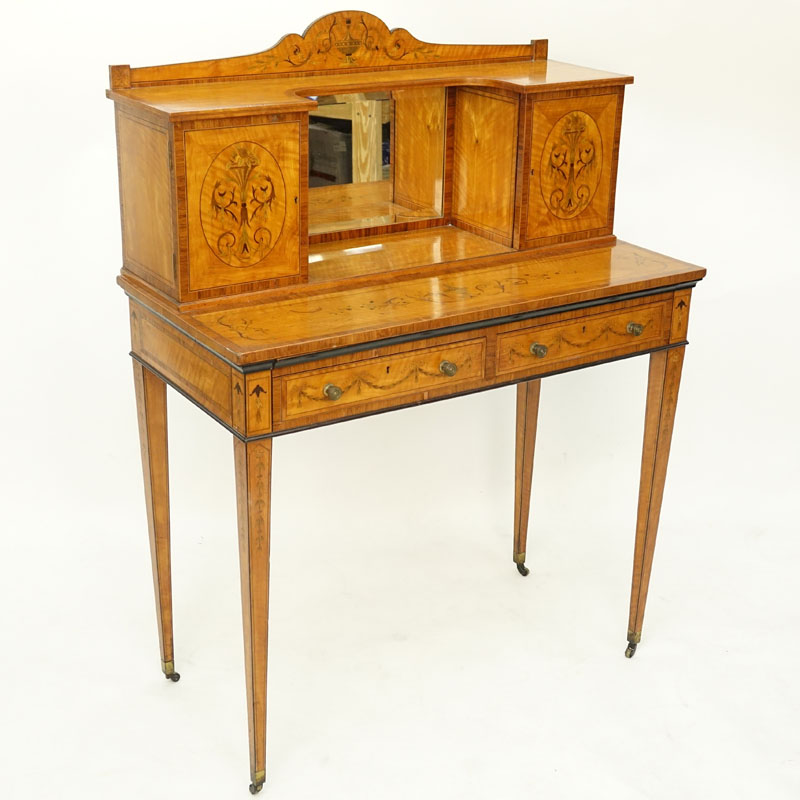 Antique Edwardian Adam Style Satinwood Inlay Ladies Writing Desk