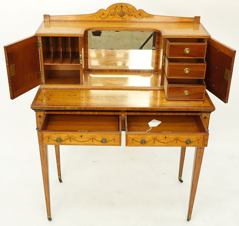 Antique Edwardian Adam Style Satinwood Inlay Ladies Writing Desk