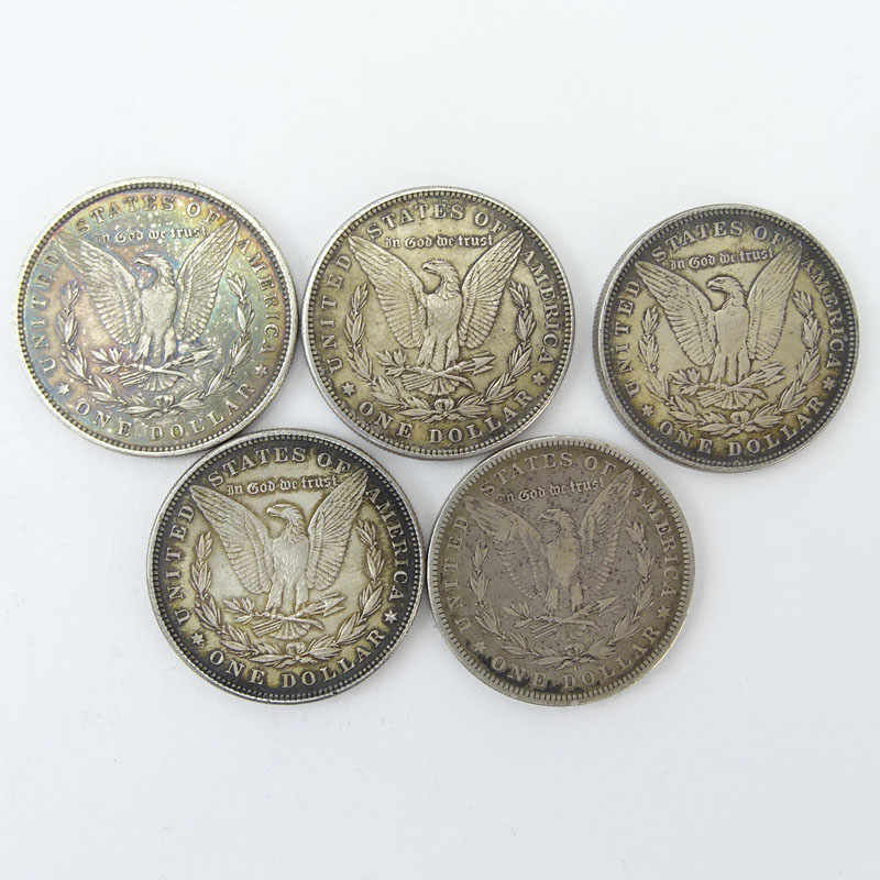 Lot of Five (5) 1880-1882 U.S. Morgan Silver Dollars.