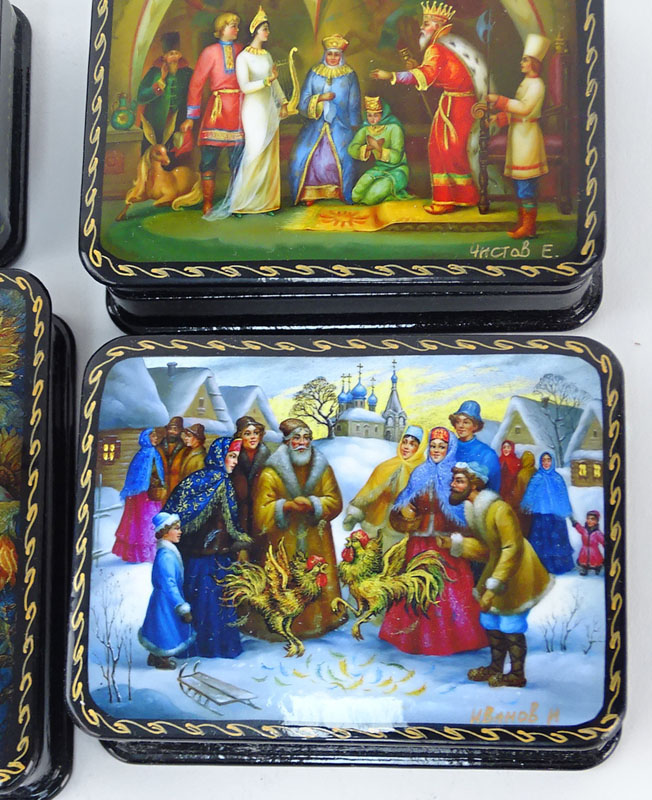 Collection of Seven (7) Russian Lacquer Boxes