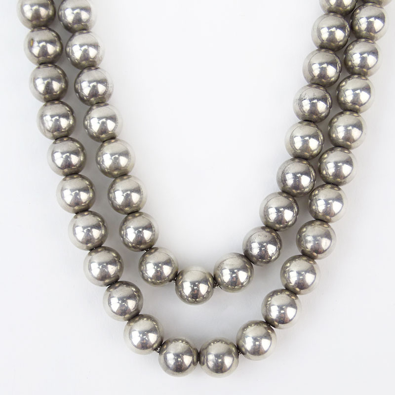 Vintage Sterling Silver Bead Necklace