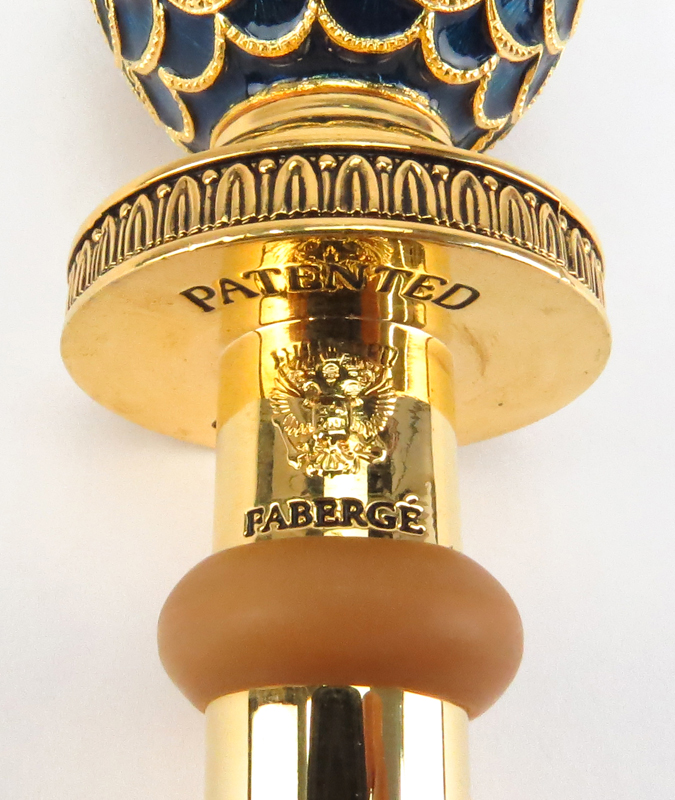 Modern German Faberge Gilt Metal and Enamel Bottle Stopper