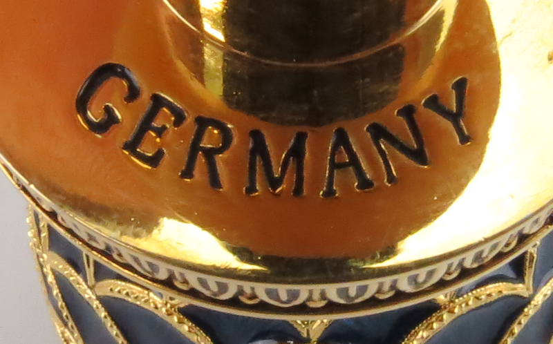 Modern German Faberge Gilt Metal and Enamel Bottle Stopper