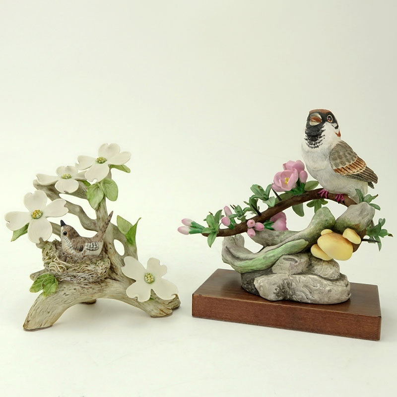 Two (2) Bisque Porcelain Bird Groups