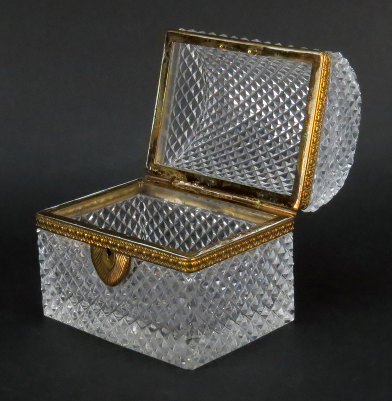 Antique Baccarat Style Crystal Casket Form Box