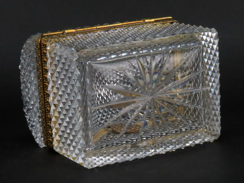 Antique Baccarat Style Crystal Casket Form Box