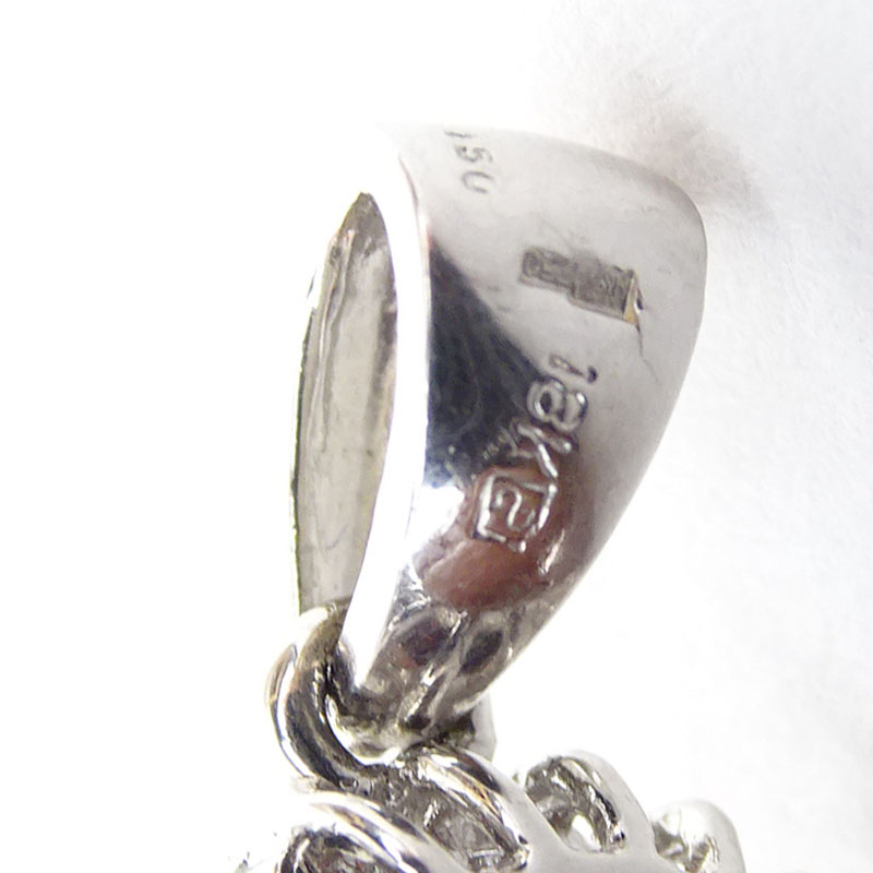 Large Black Opal and 18 Karat White Gold Pendant with Diamond Bezel