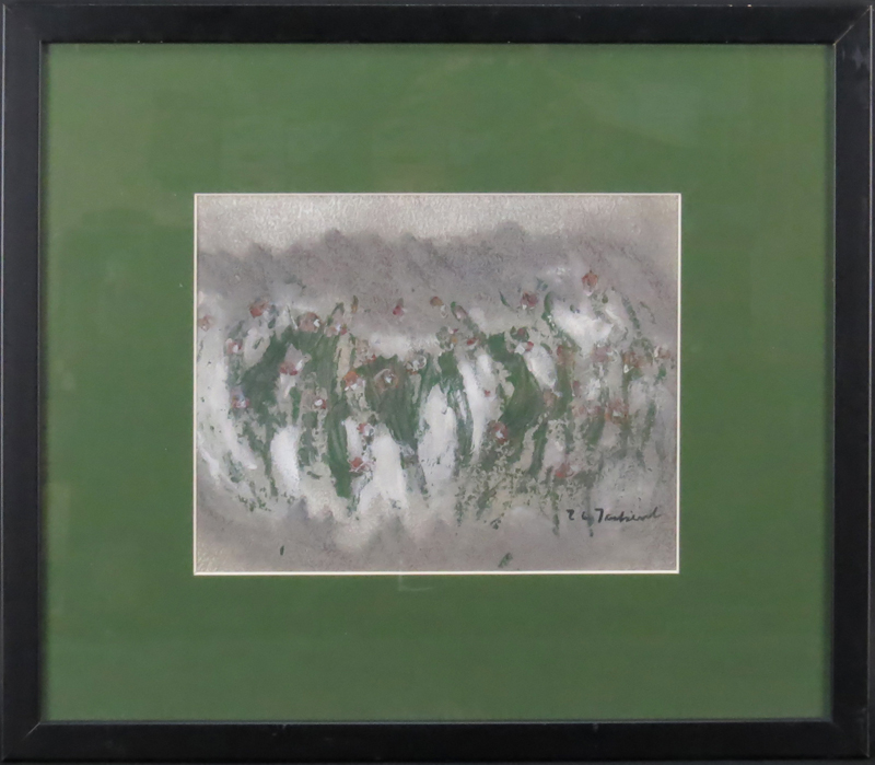 Mid-Century Polish School Mixed Media On Paper "Abstract Composition" Bears signature lower right (illegible)