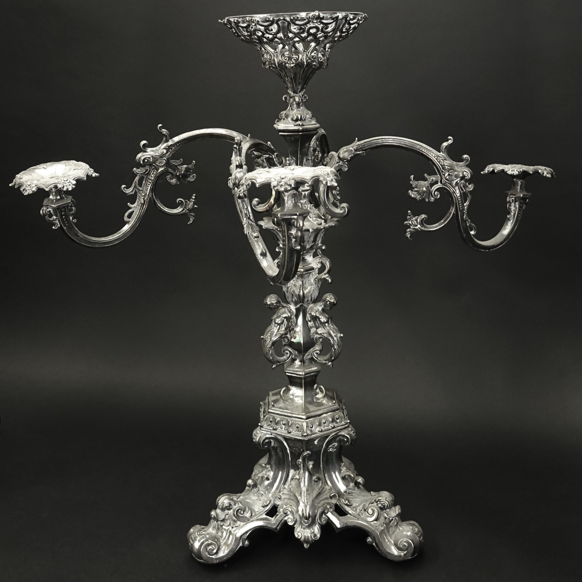 19th C. Silver Over Bronze Epergne Centerpiece