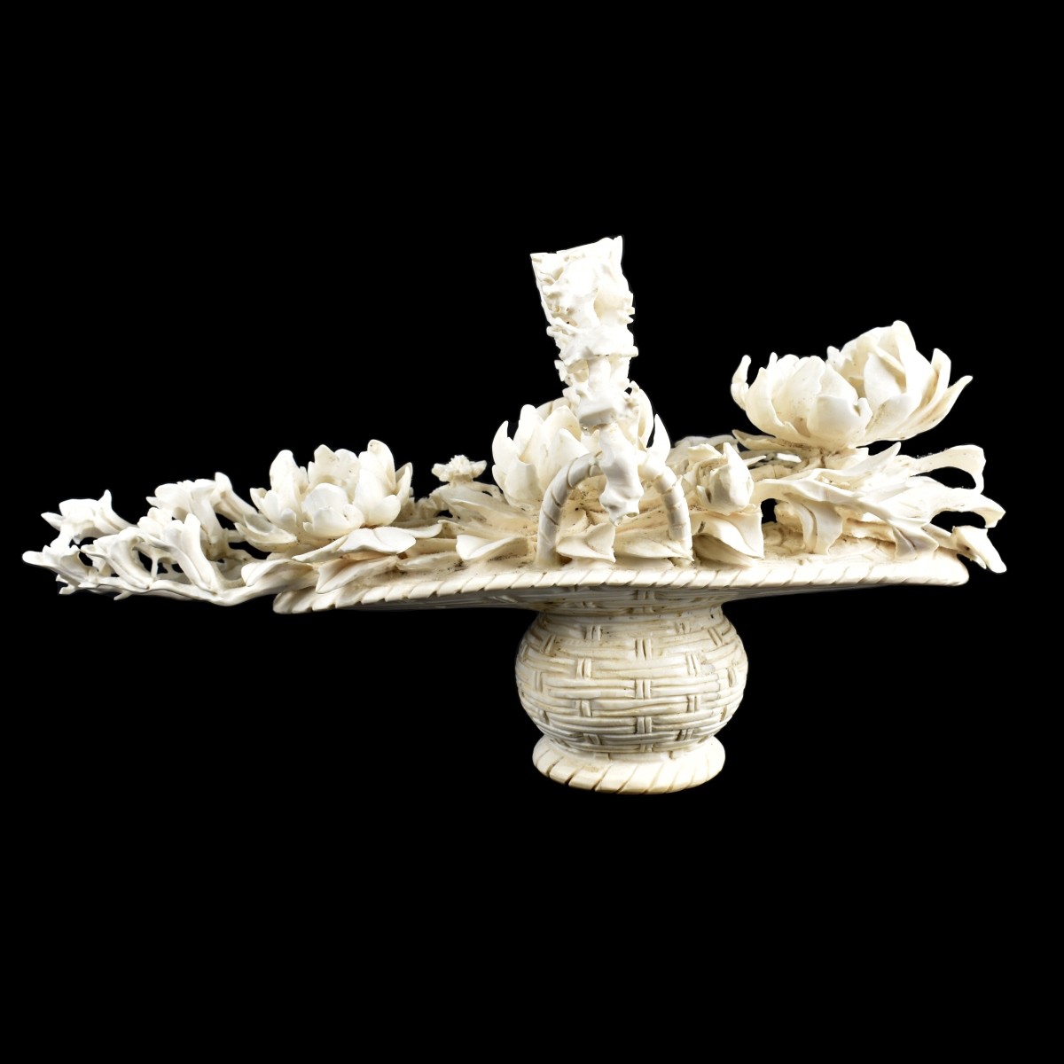 Chinese Carved Floral Relief Basket