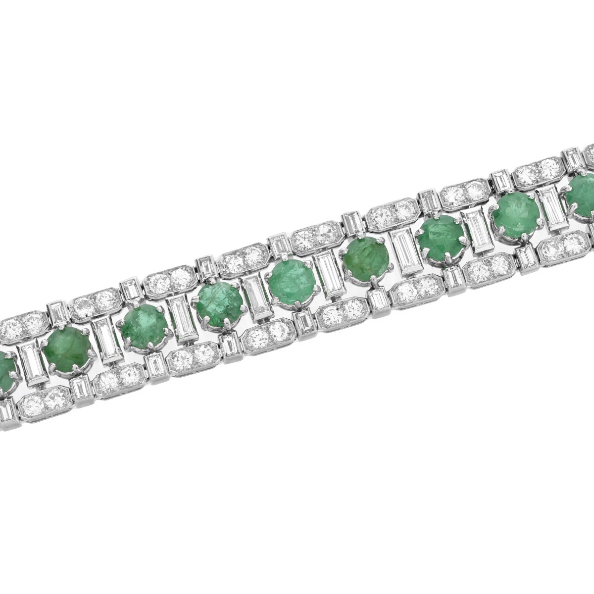 Emerald, Diamond and Platinum Bracelet