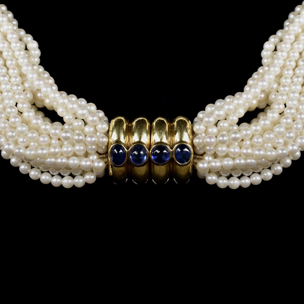 Pearl, Sapphire and 18K Necklace