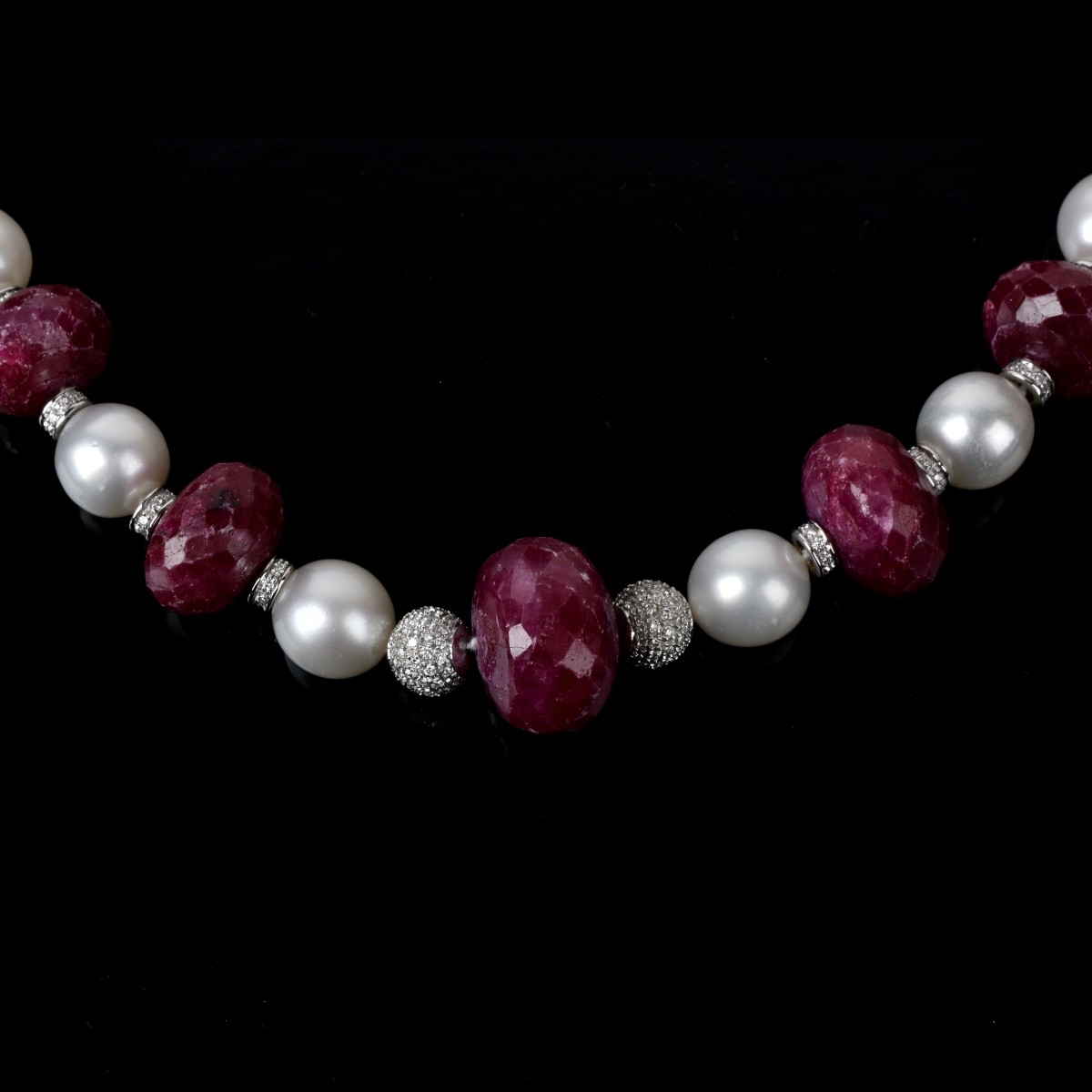 Ruby, Diamond, Pearl and 18K Necklace