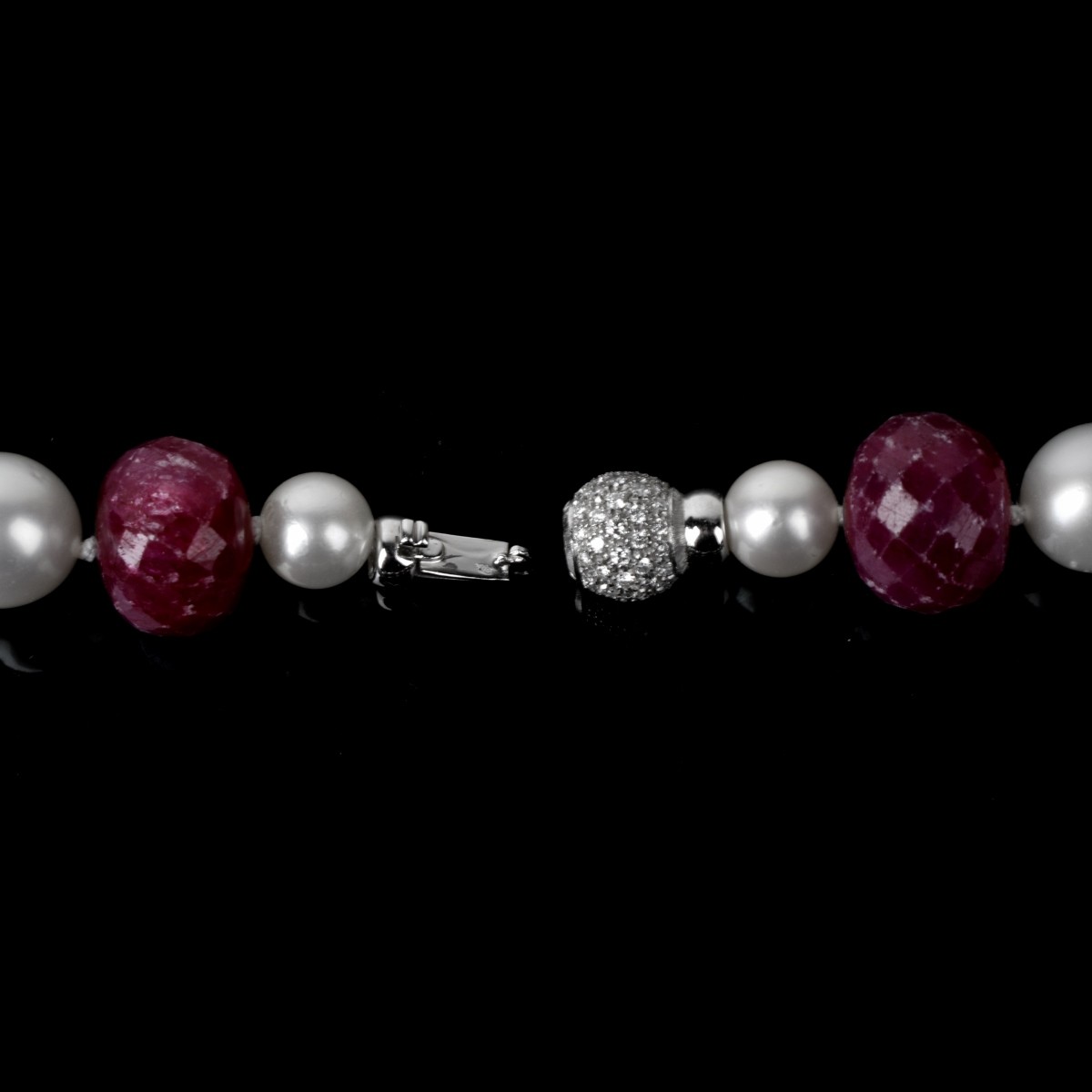 Ruby, Diamond, Pearl and 18K Necklace