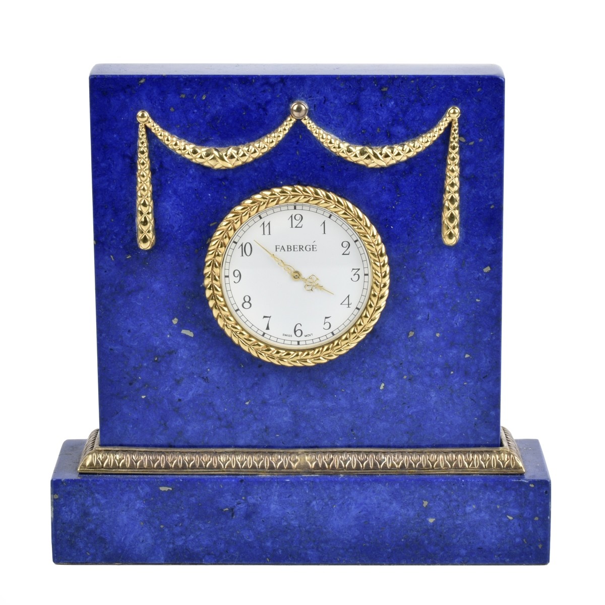 Faberge Lapis and Bronze Desk Clock