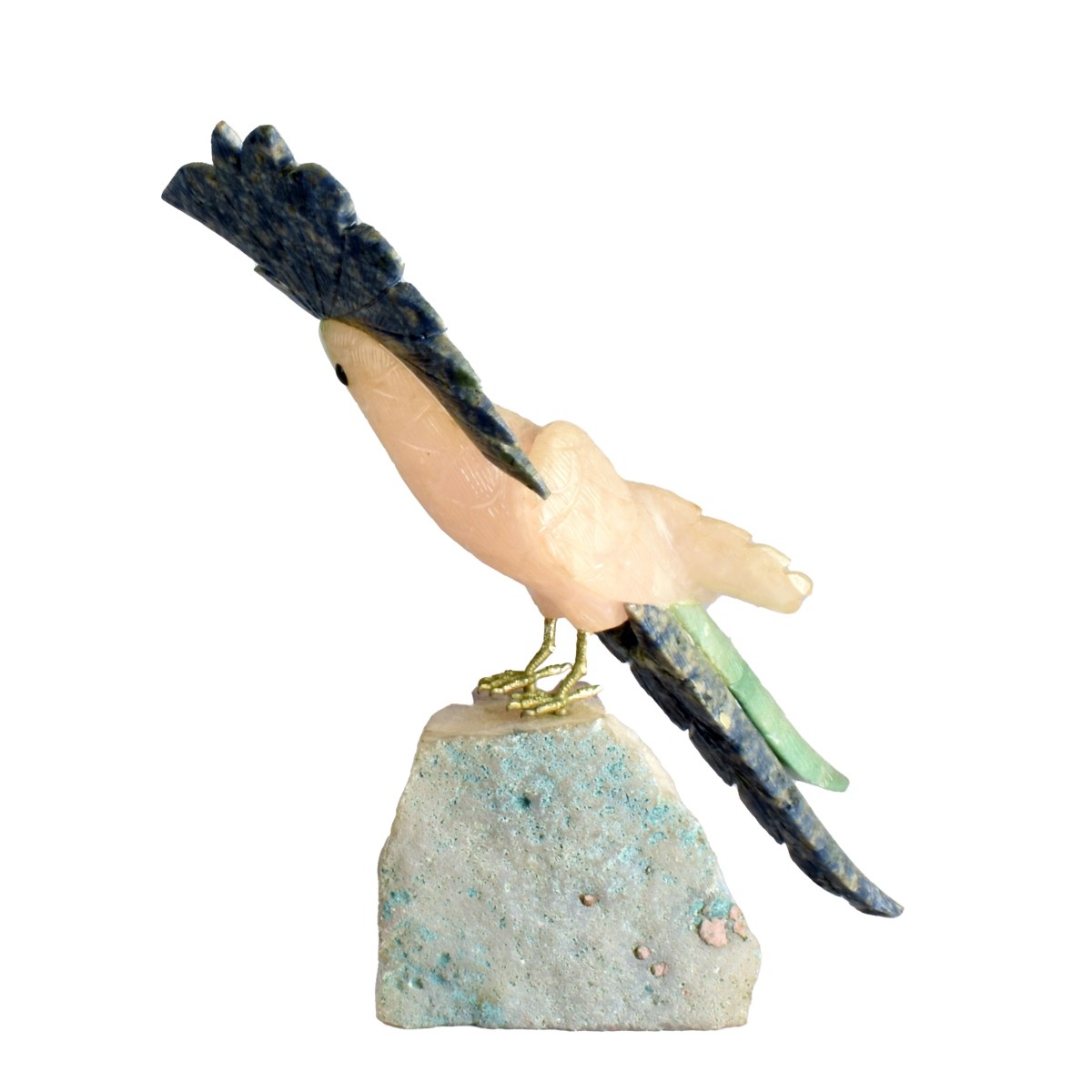 Large Semi Precious Parrot Figurine