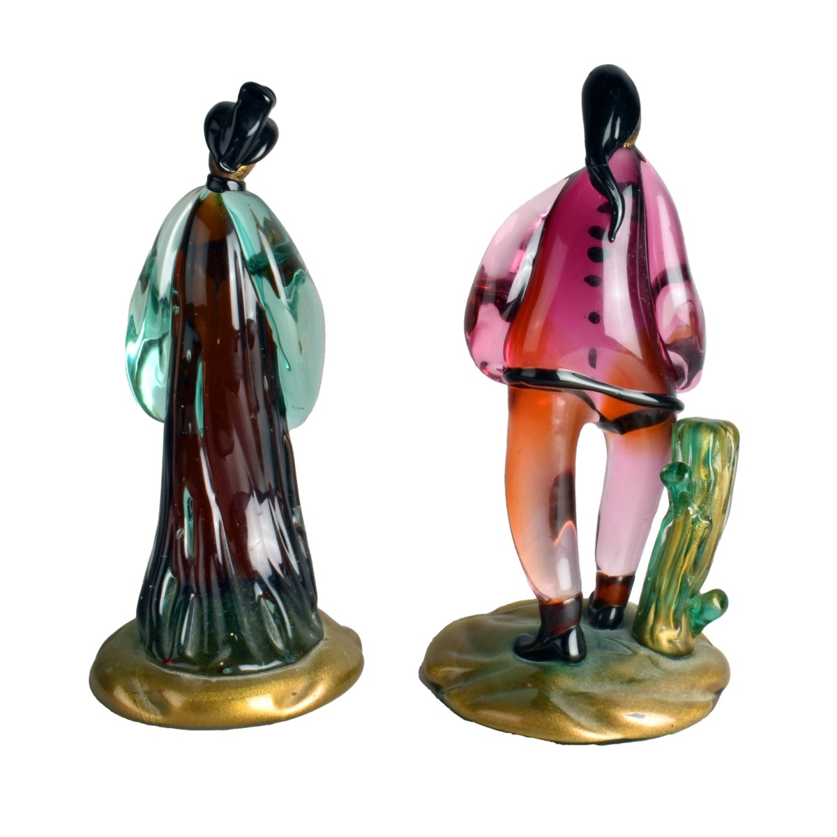 Pair of Murano Art Glass Oriental Figurines