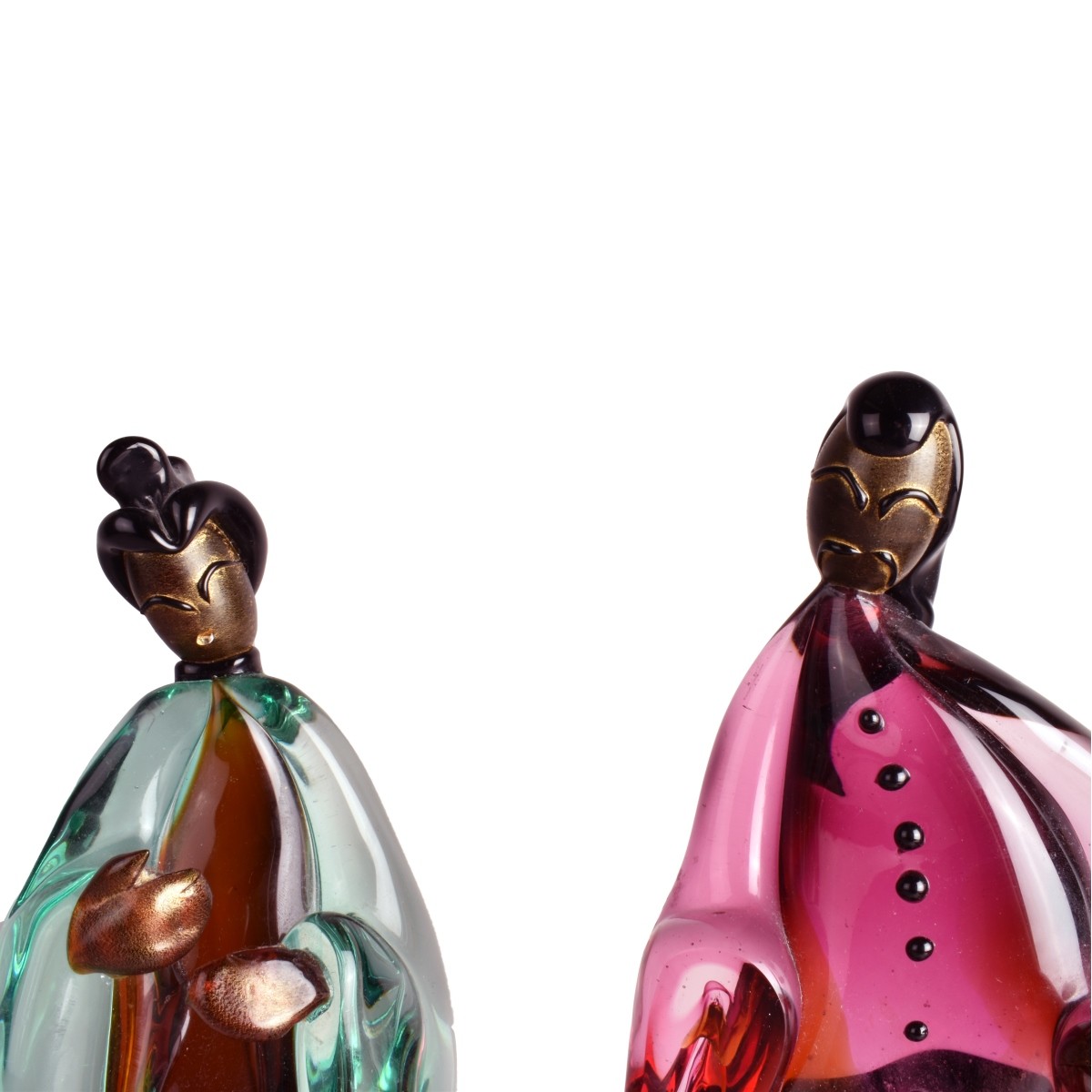 Pair of Murano Art Glass Oriental Figurines