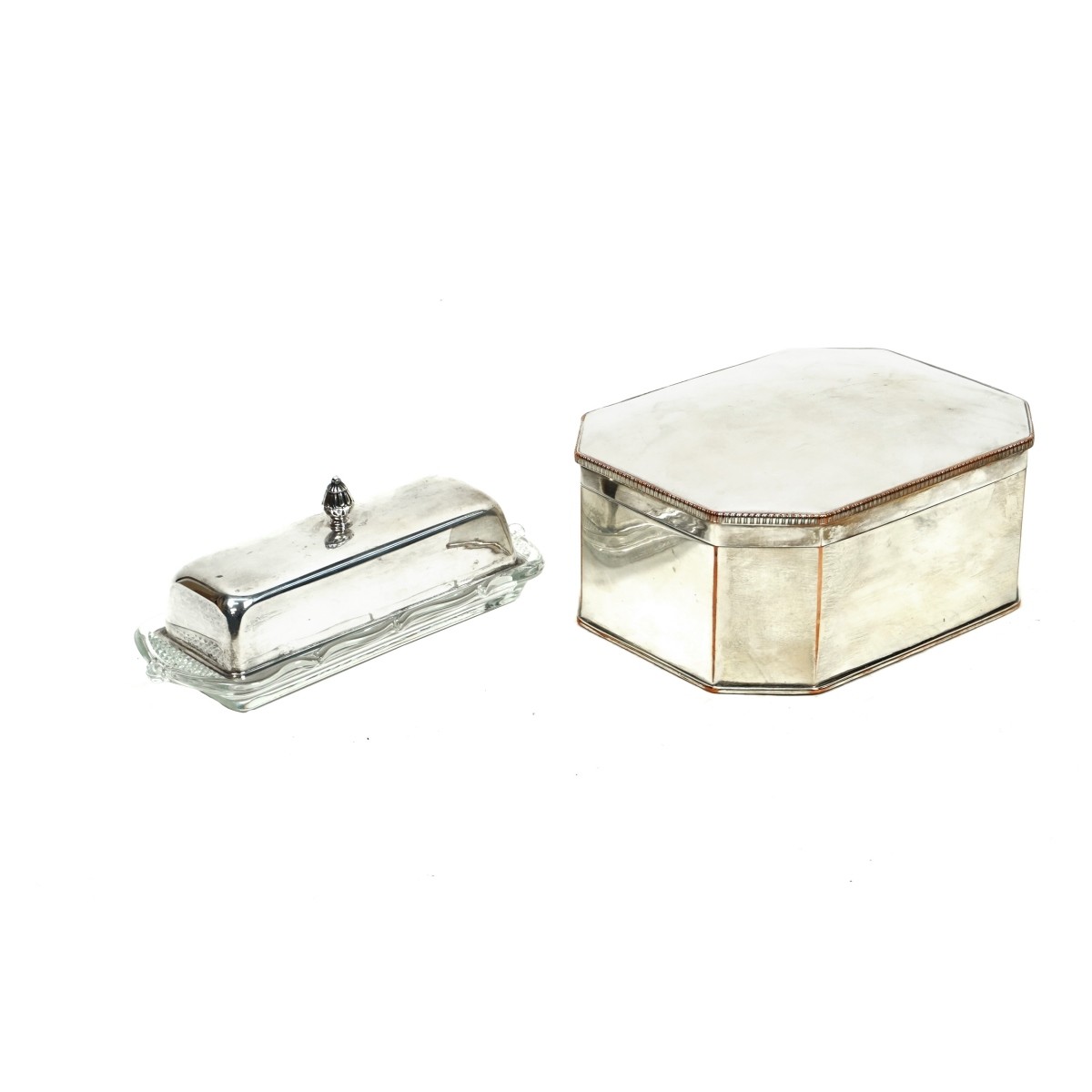 Two Tableware Items Tea Caddy & Butter Dish