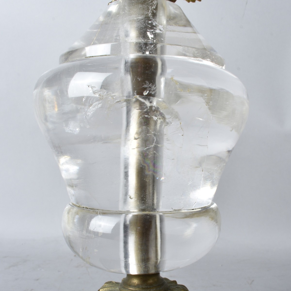 Pair of Rock Crystal and Bronze Lamps