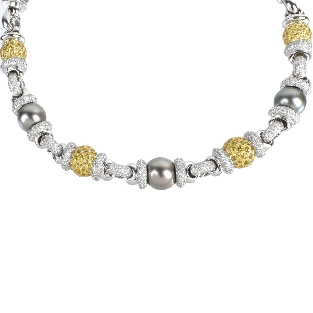 Diamond, Sapphire, Pearl and 18K Necklace