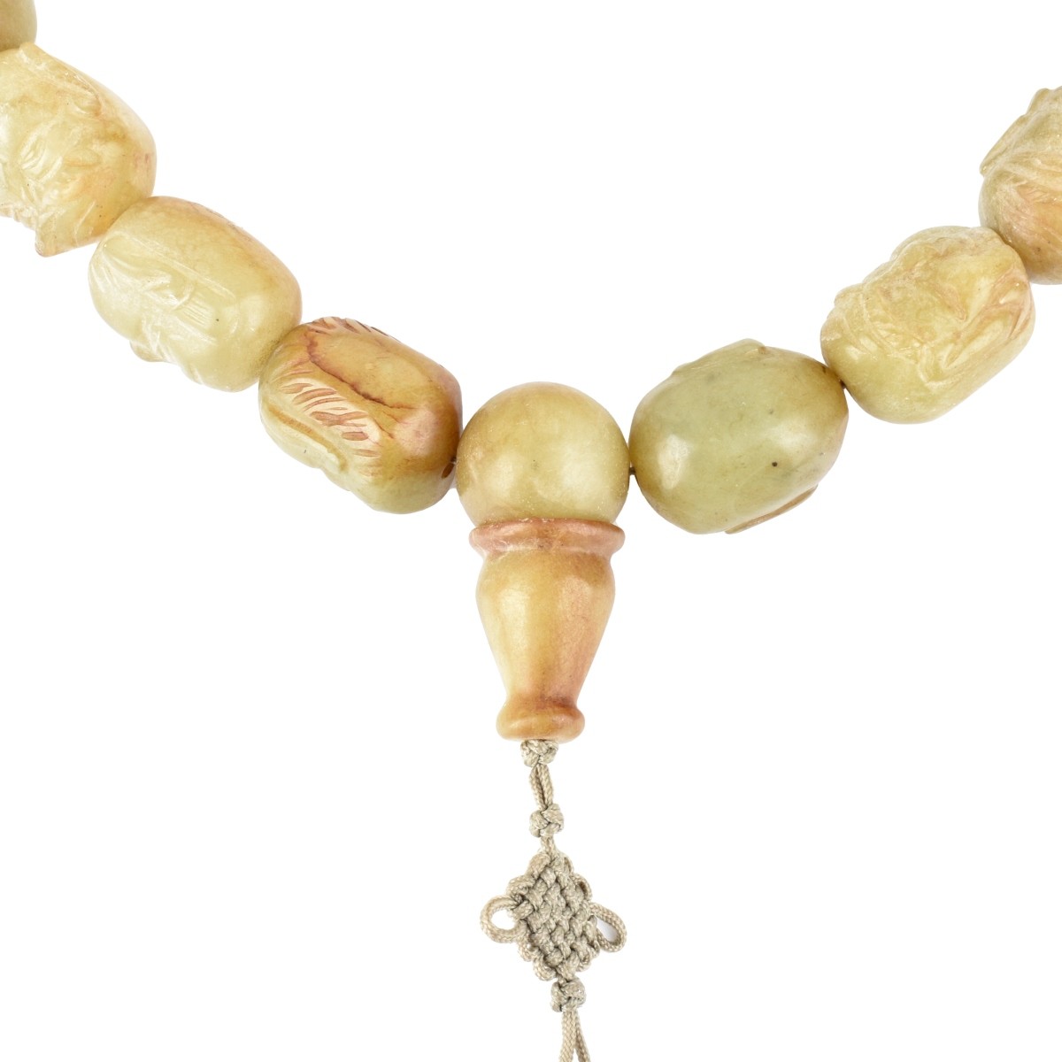 Antique Chinese Carved Jade Prayer Necklace