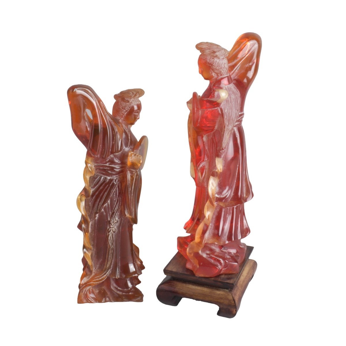 Pair of Chinese Amber Figurines