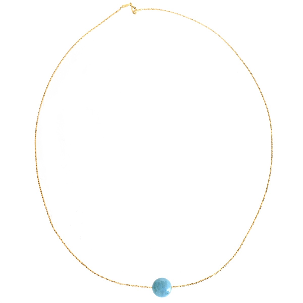 Turquoise and 14K Necklace and Earrings