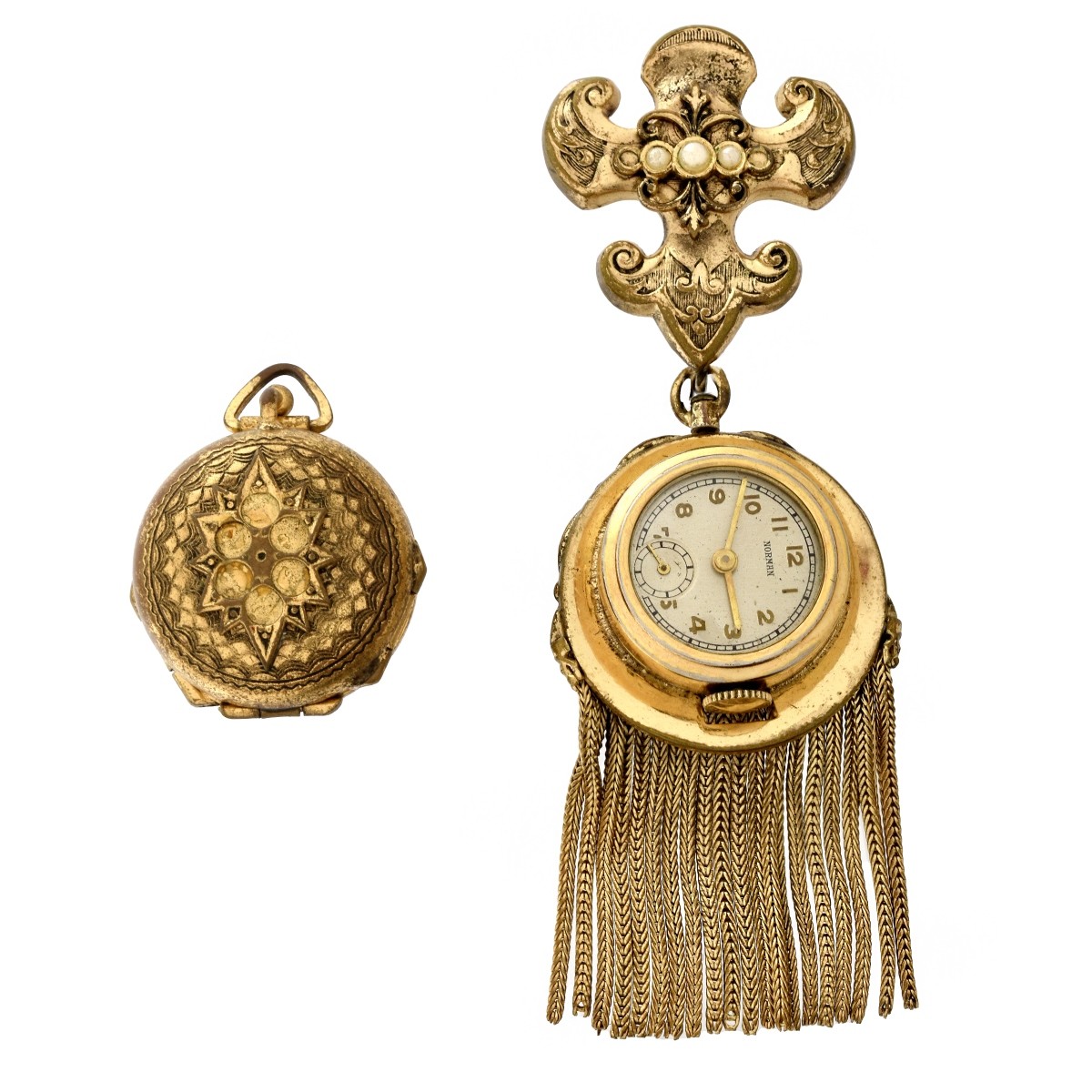 Gold Filled Locket and Watch Brooch