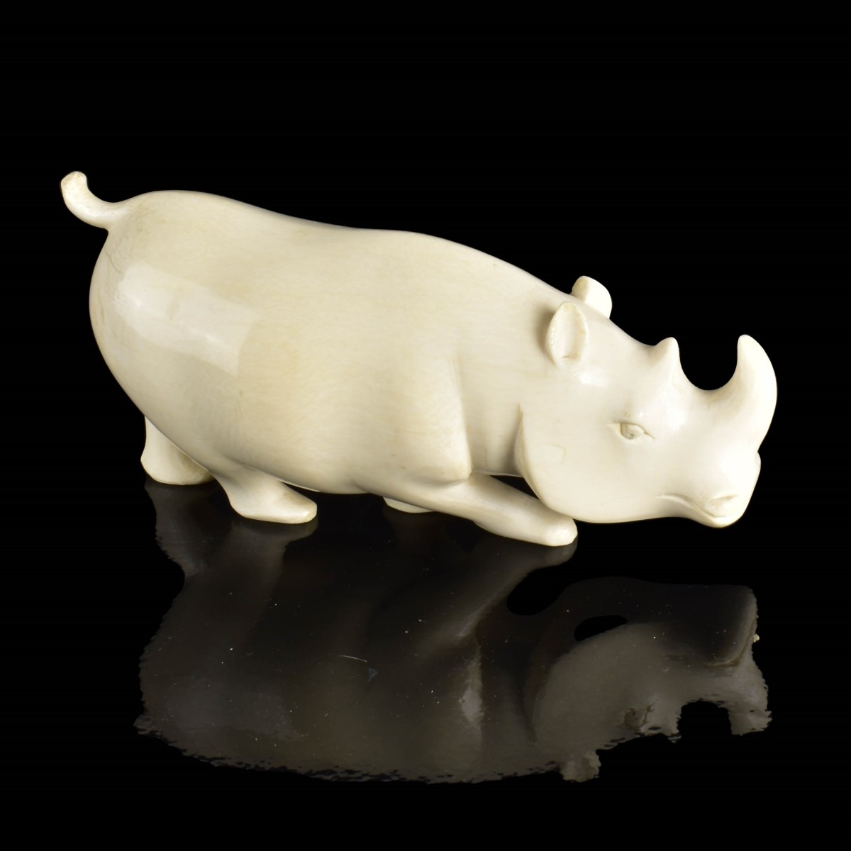 Early 20th C. African Carved Rhinoceros Figurine
