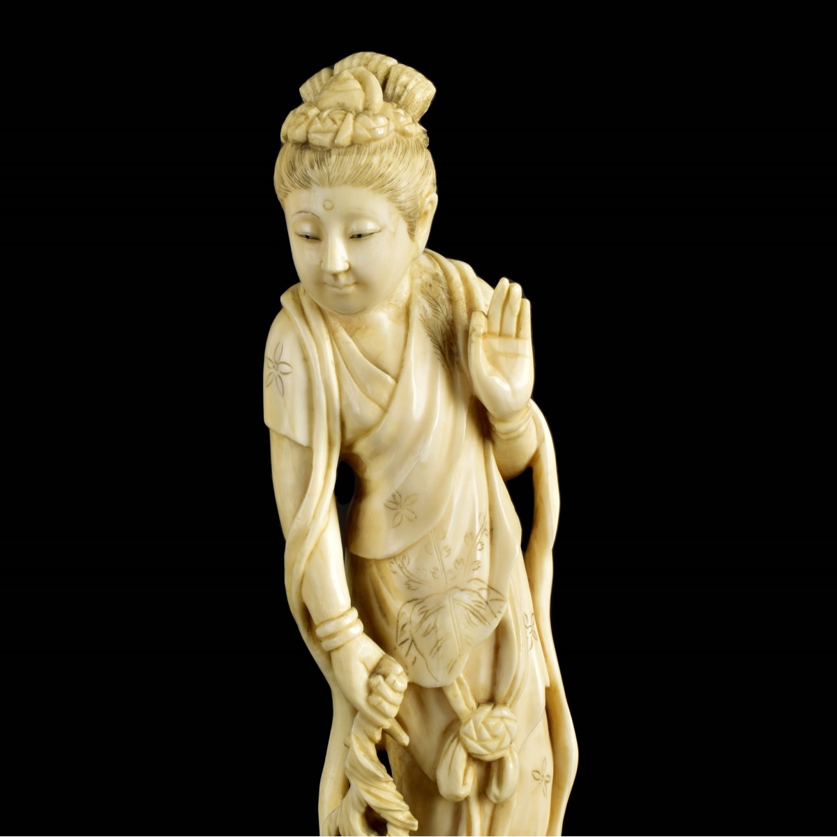 Antique Japanese Carved Buddhist Figurine