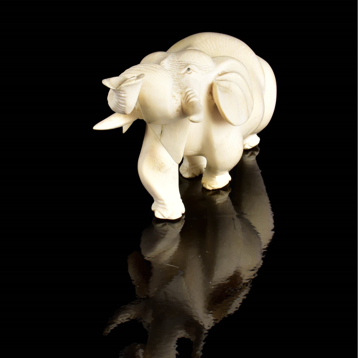 Early 20th C. African Carved Elephant Figurine