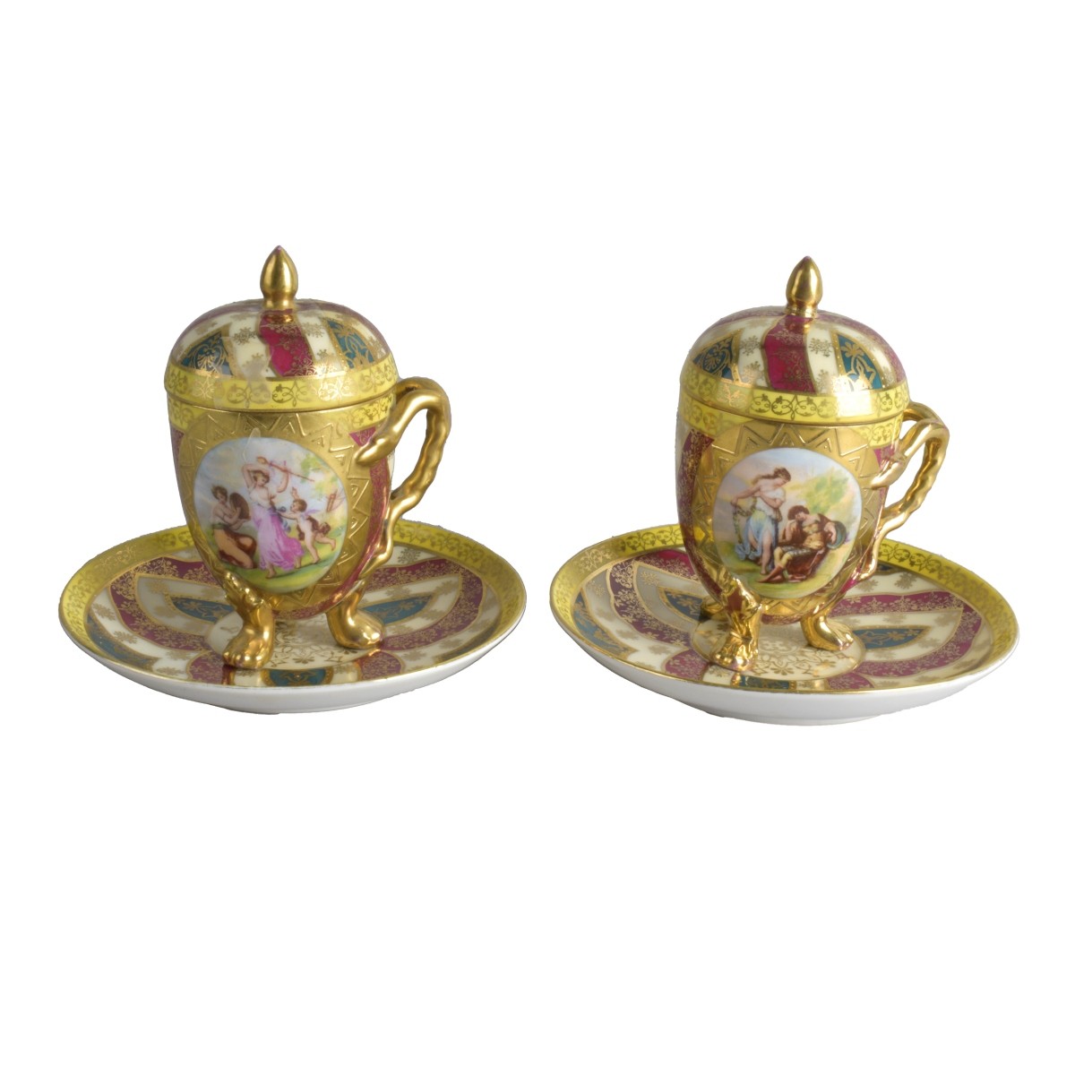 Pair of Royal Vienna Cups and Saucers
