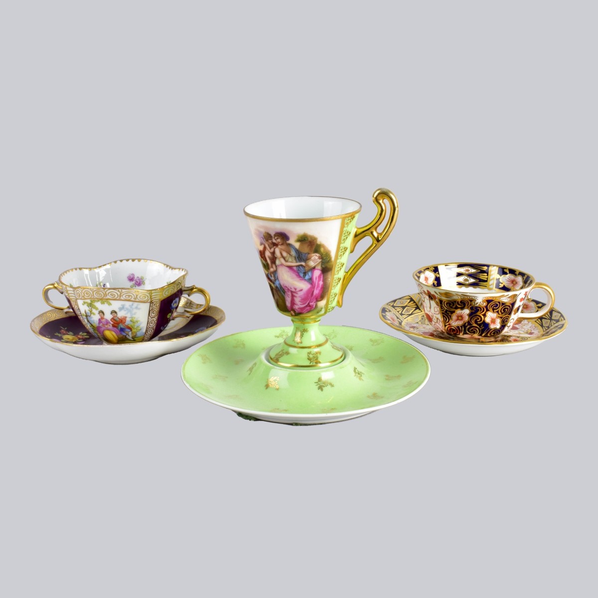 Vintage Porcelain Cups and Saucers Set