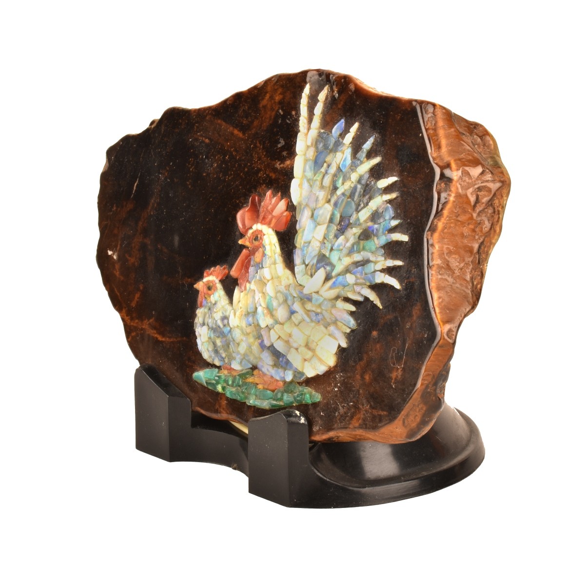 Chinese Tiger Eye Carving Roosters
