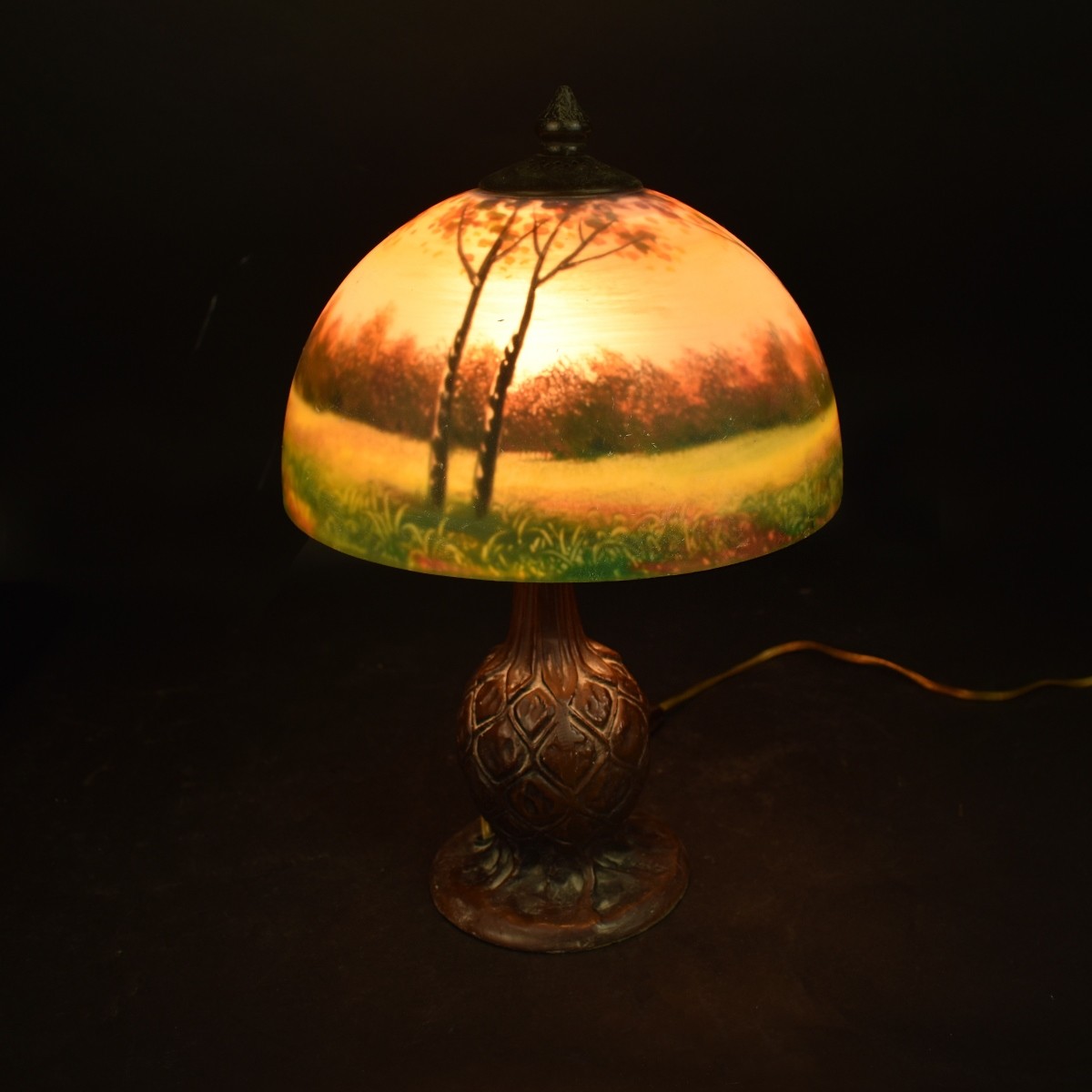 Arts and Craft Style Reverse Painted Lamp