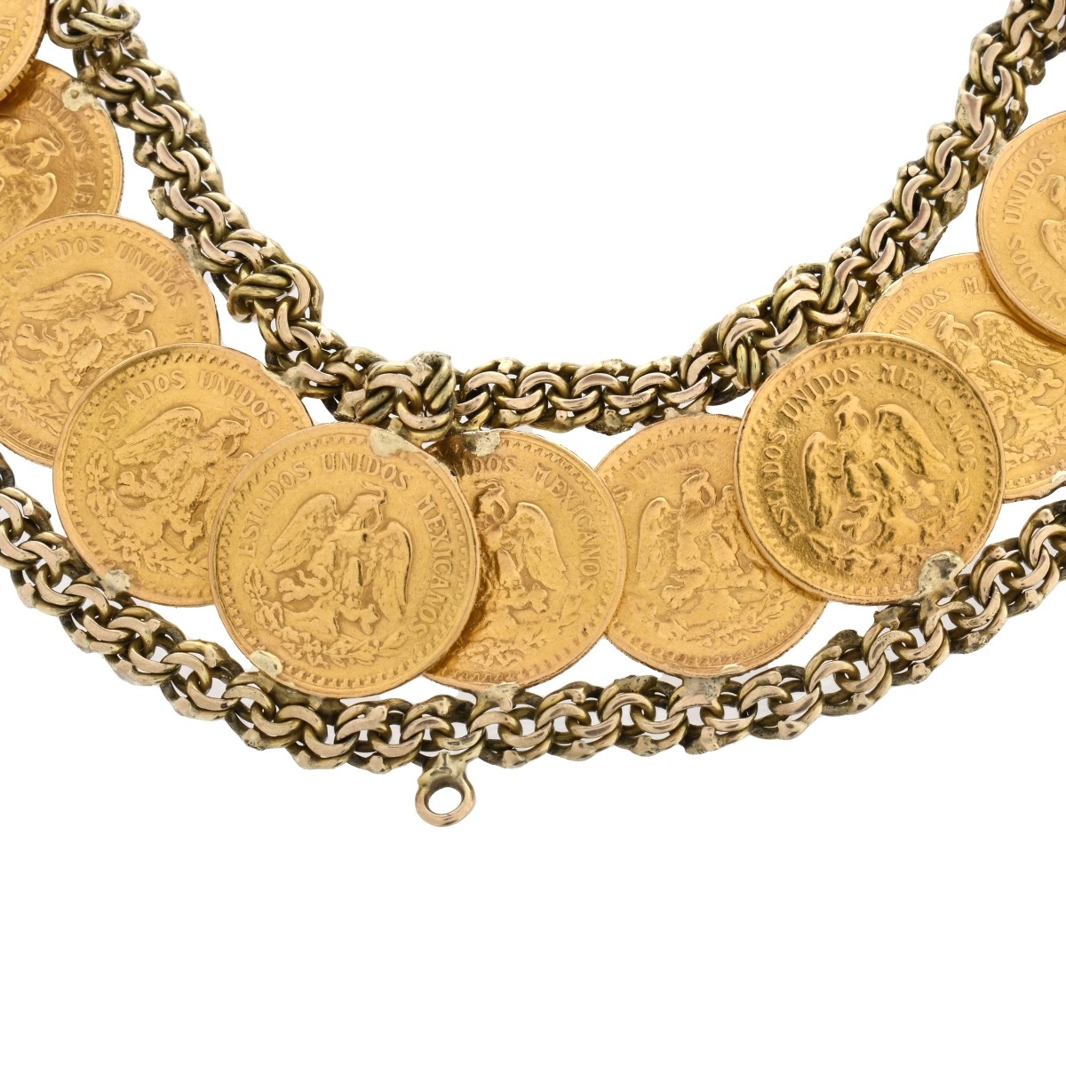 14K and Mexican Gold Coin Bracelet