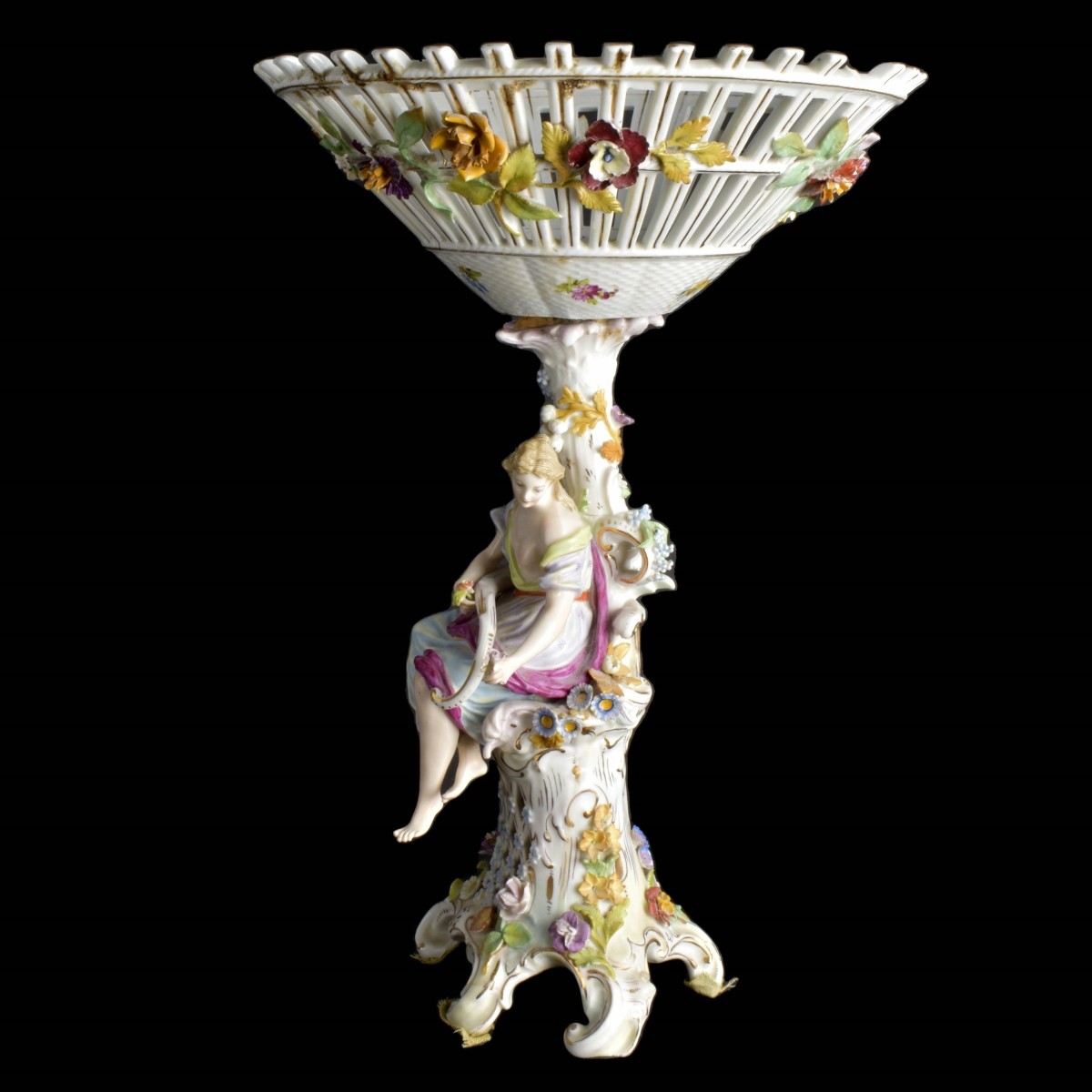 19th C. Dresden Porcelain Centerpiece Compote
