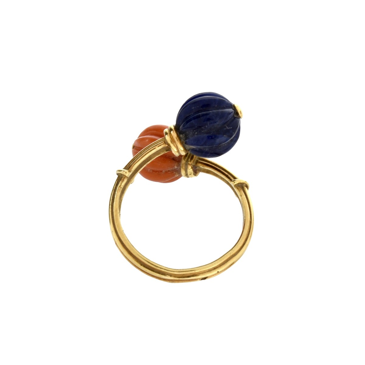 Spitzer & Furman Coral, Lapis and 18K Ring