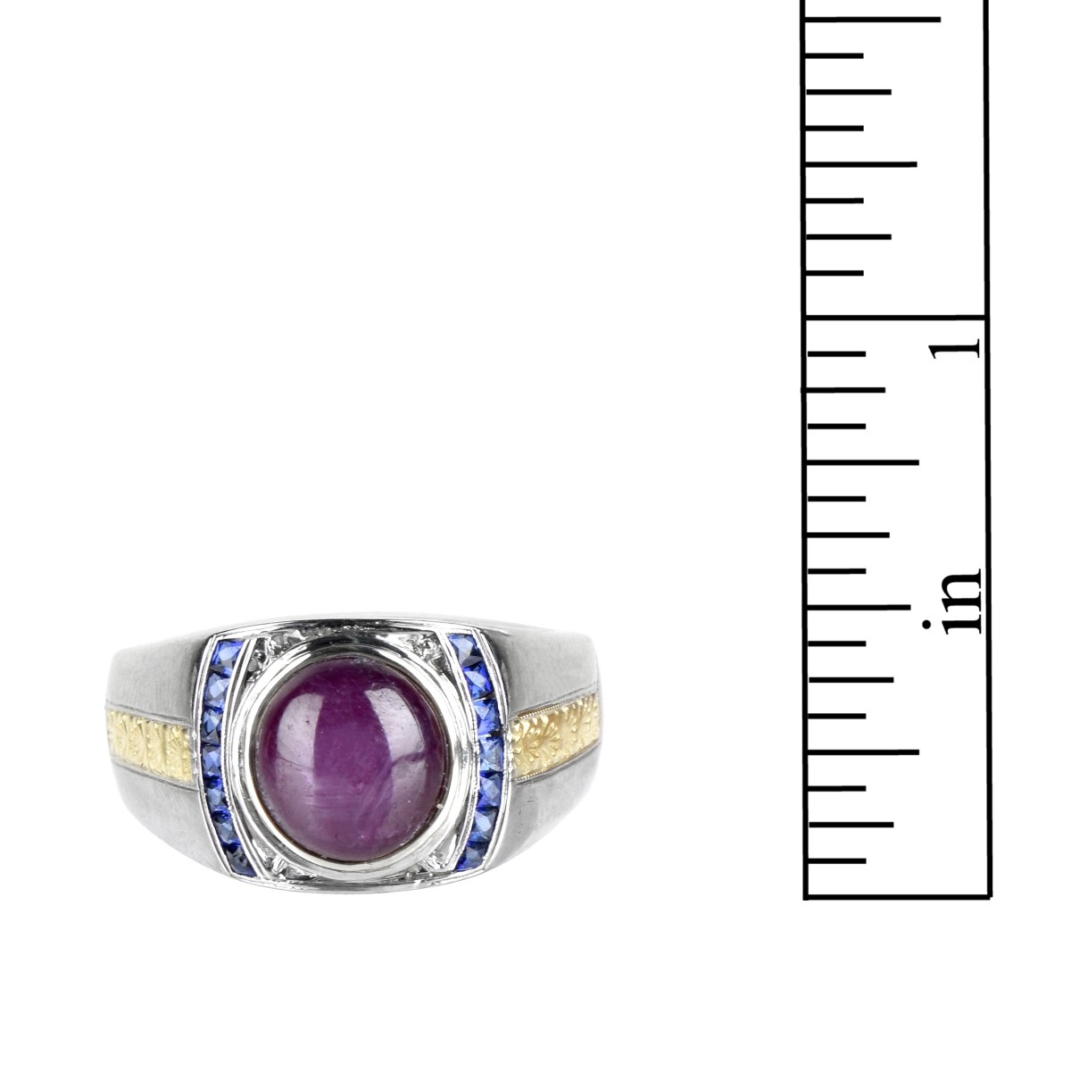 Star Ruby, Sapphire and Platinum Ring