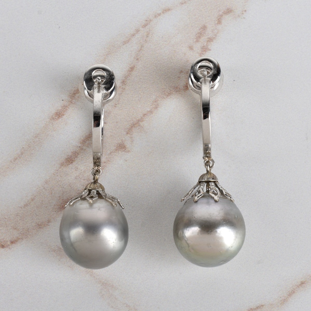 Pearl, Diamond and 14K Earrings