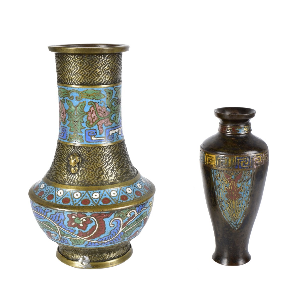 Two Antique Japanese Cloisonne Vases