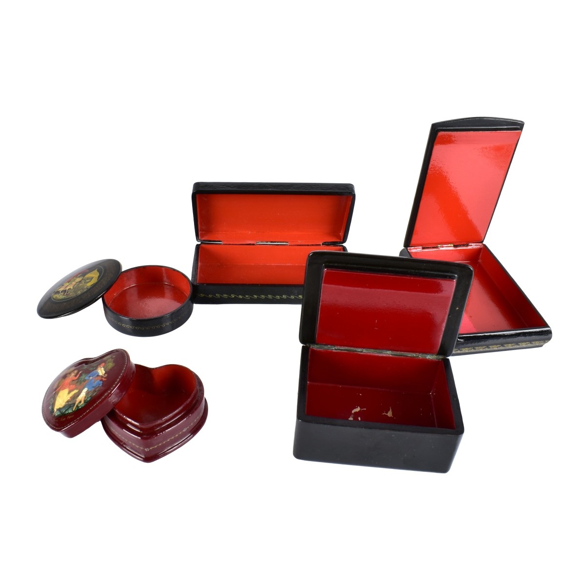 Russian Lacquered Wooden Boxes