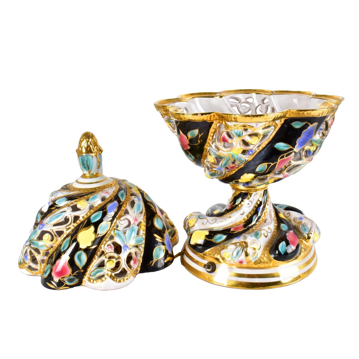 Italian Painted Pottery Lamps