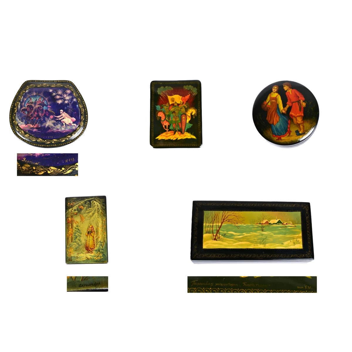 Russian Lacquered Dresser Boxes